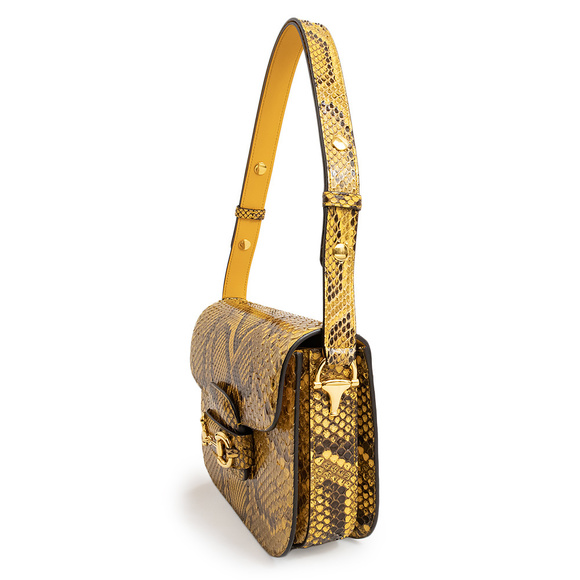 Gucci Python Horsebit 1955 Small Leather Shoulder Bag Yellow - Picture 5 of 10
